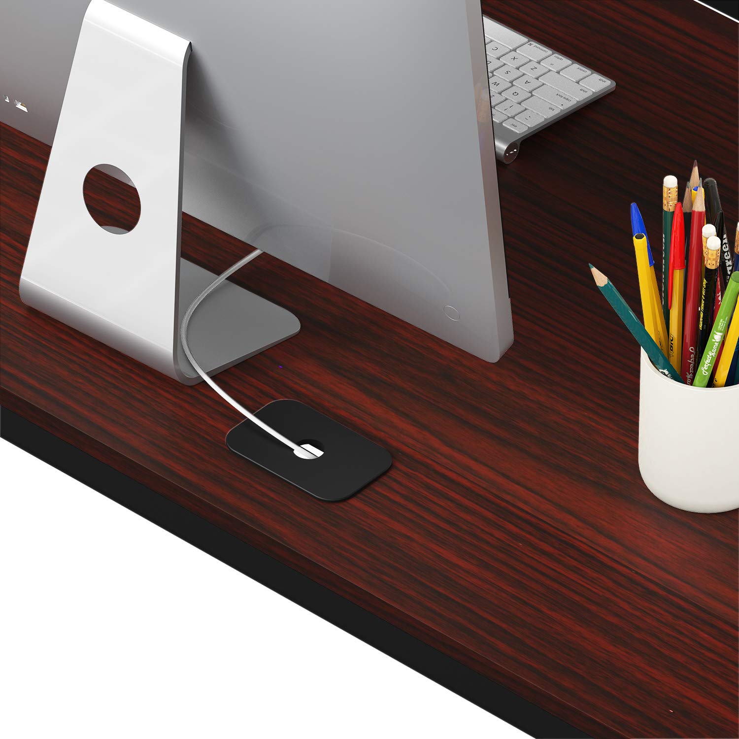 Shw Home Office 55'X60' Large L Shaped Corner Desk, 24' Deep, Cherry