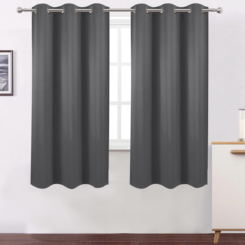 Lemomo 100% Blackout Curtains 40 X 63 Inch/Grey Curtains 2 Panels With Black Liner/Double Layer Full Room Darkening Bedroom Curt