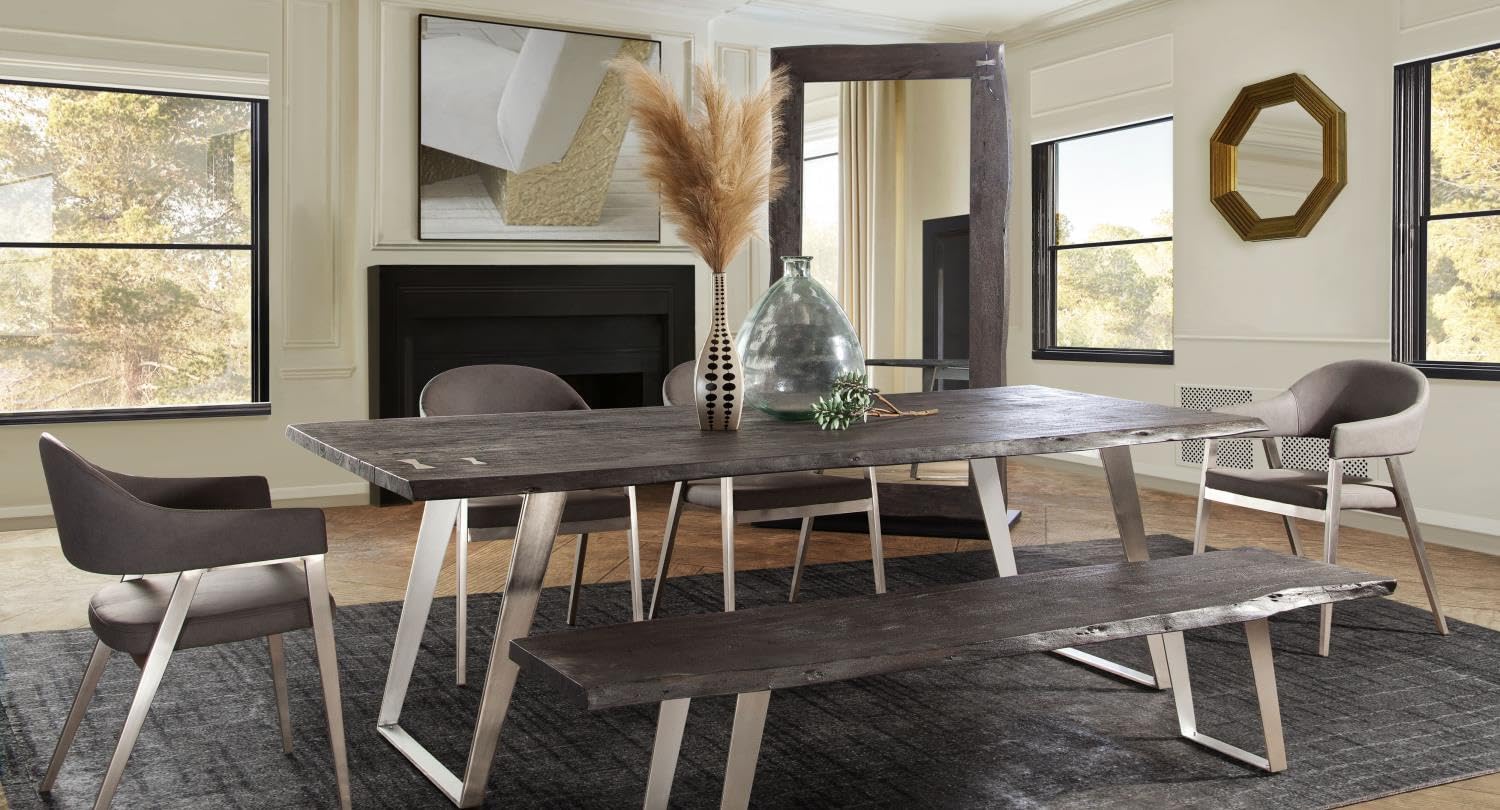 Titan Espresso Wood/Silver Metal Accent Bench by Diamond Sofa