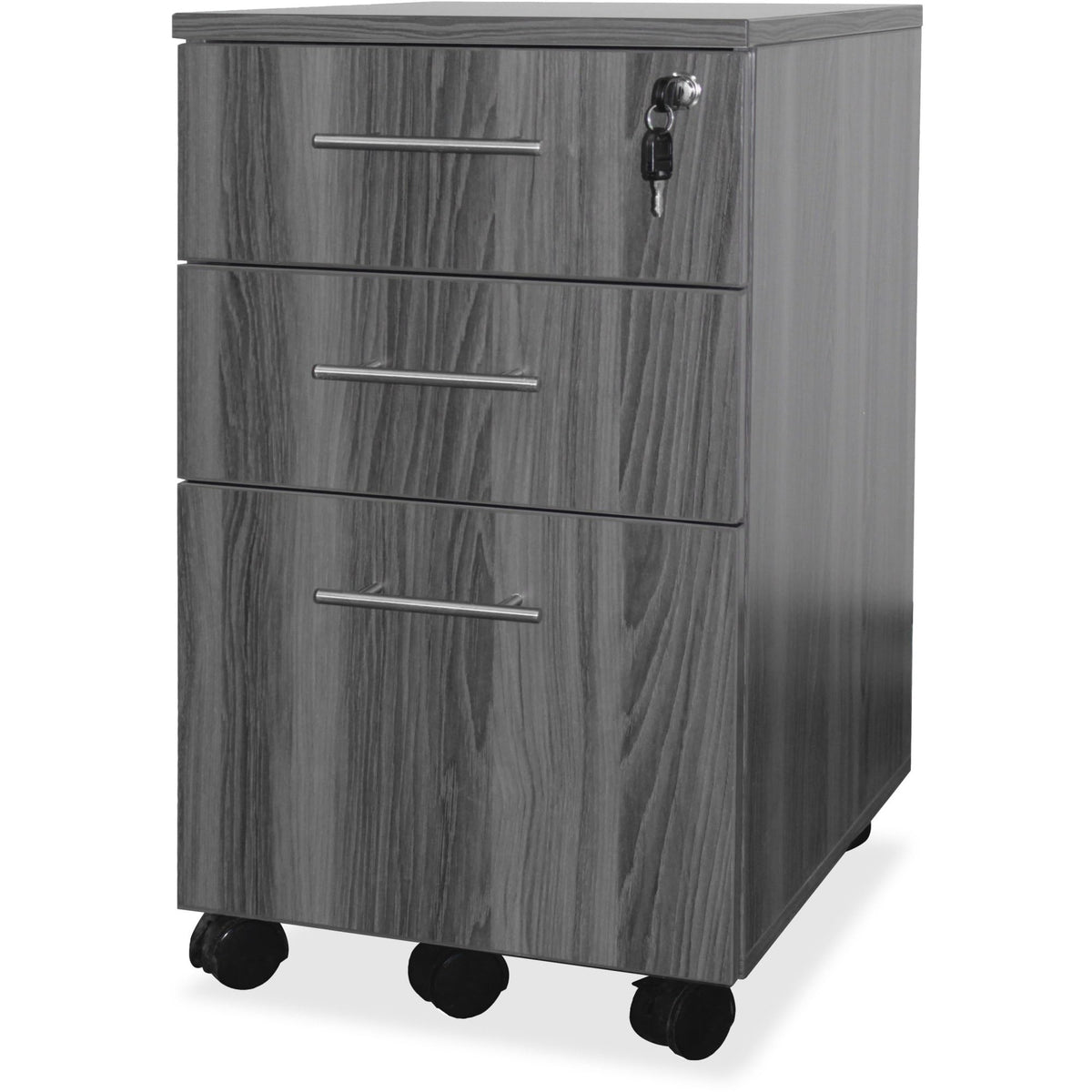 Safco Mayline Mnbbflgs Medina 3-Drawer Lockable Mobile File Cabinet, 26.75&quot;H, Gray Steel Laminate