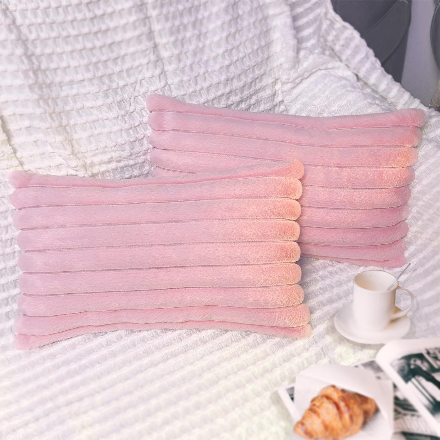 2 Pack 12X20 Pillow Cover Velvet Pillow Covers, Faux Fur Oblong Throw Pillow Covers For Living Room Decorations Throw Pillow Cas