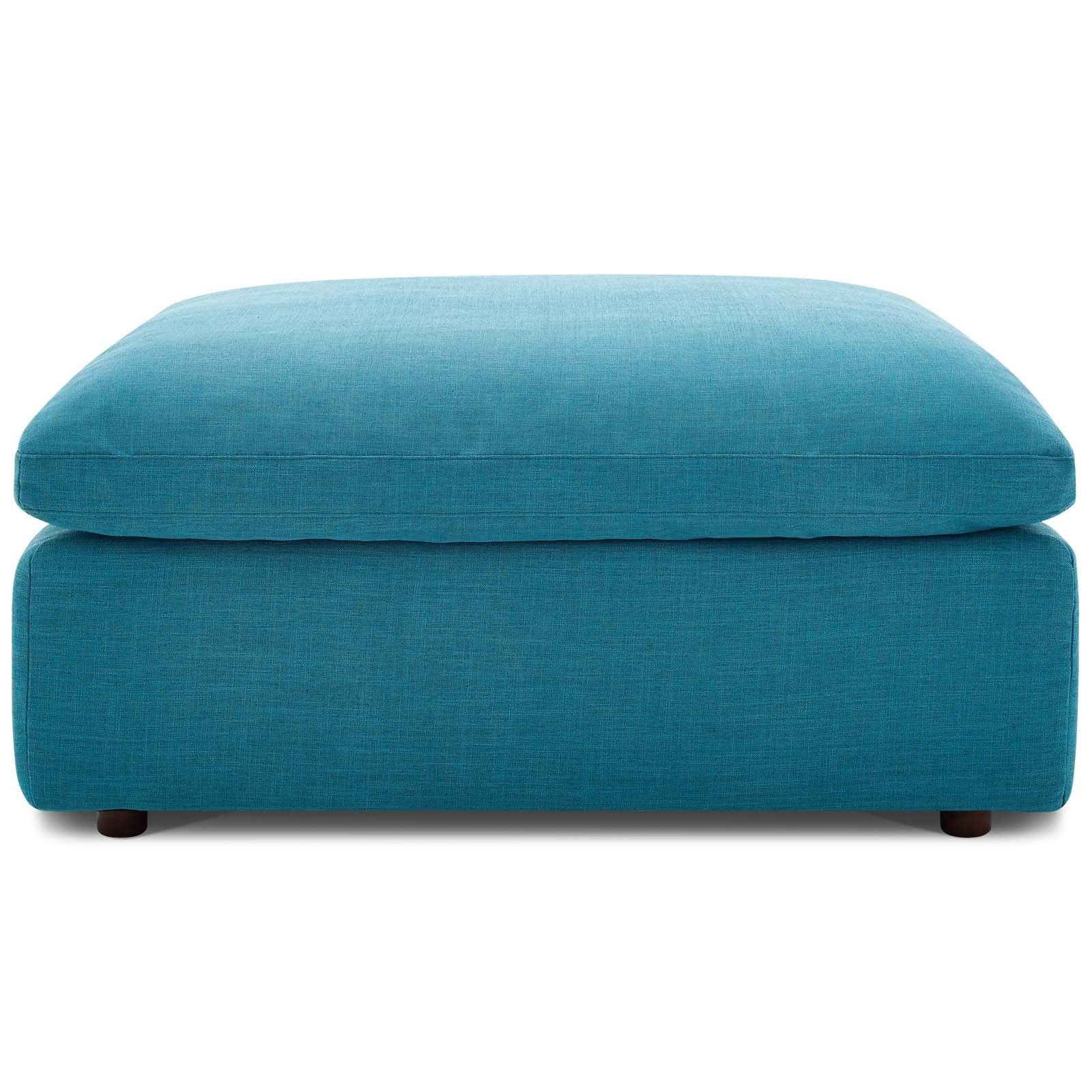 Modway Commix Down-Filled Overstuffed Upholstered Sectional Sofa Ottoman In Teal