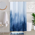 ORTIGIA 36x72 Misty Forest Stall Shower Curtain for Small Bathroom, Blue Half Size Narrow Nature Woodland Shower Curtain Set wit