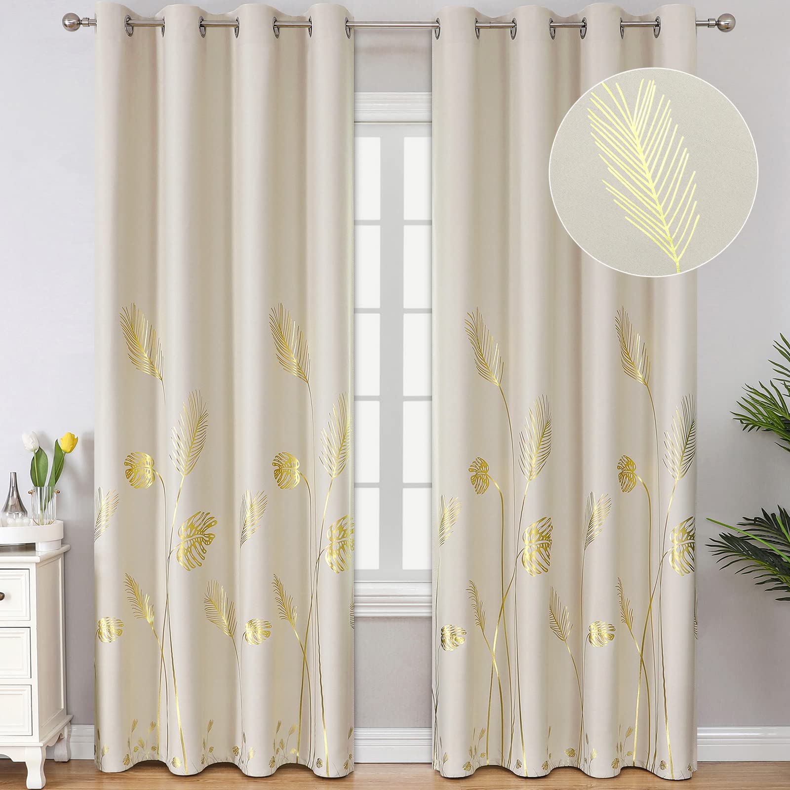 Estelar Textiler Room Darkening Curtains Window Curtains 84 Inches Long, Thermal Insulated Grommet Light Blocking Drapes With Go