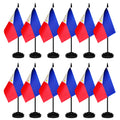 12 Pack Philippine Desk Flags Set, Philippine Small Mini Table Office Flags With 12' Solid Black Pole, 8.2 X 5.5 Inches, Home A