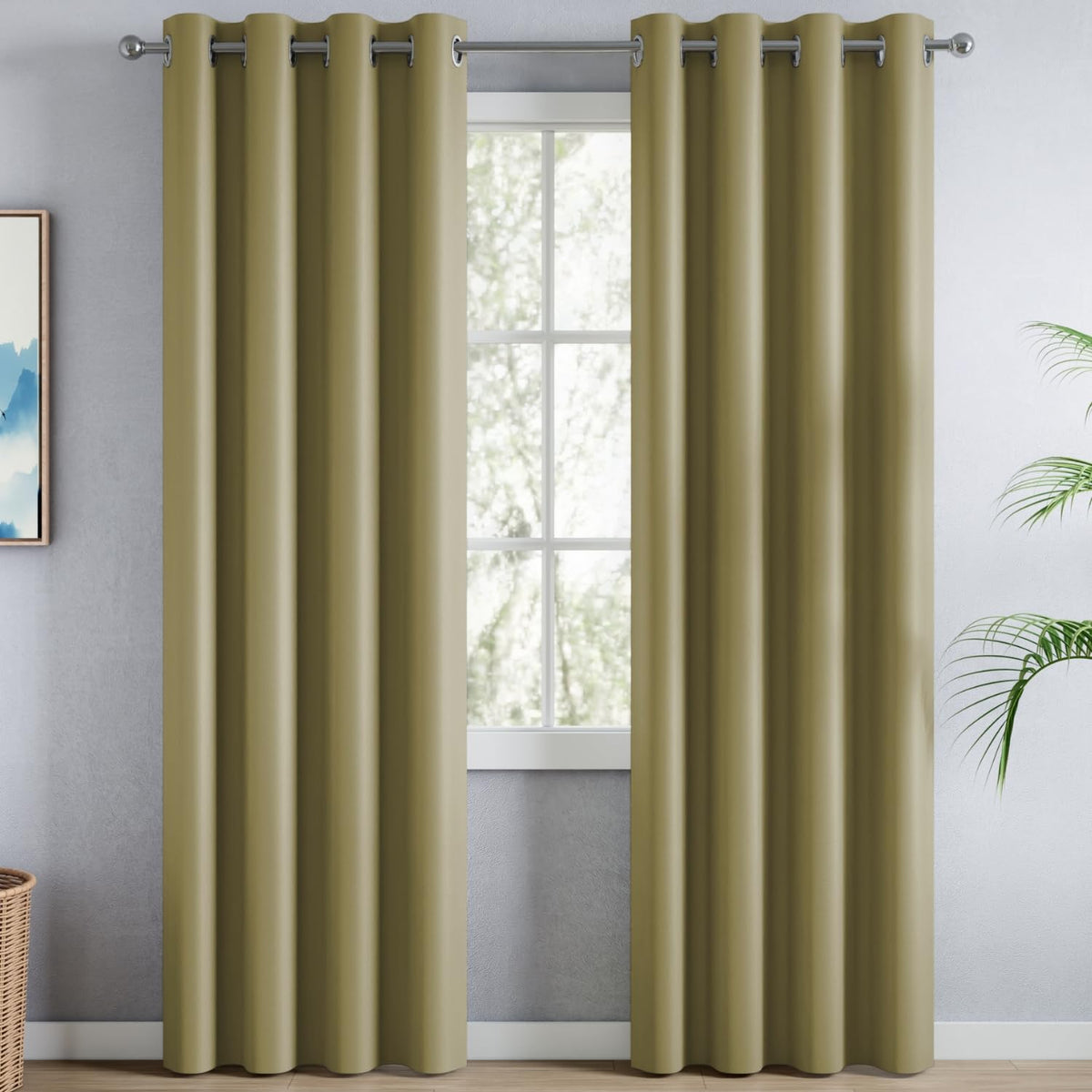 haus & kinder Blackout Curtains 7 feet Long, Door Curtains 7 Feet Set of 2, Blackout Curtain,100% Room Darkening Door Curtain (P
