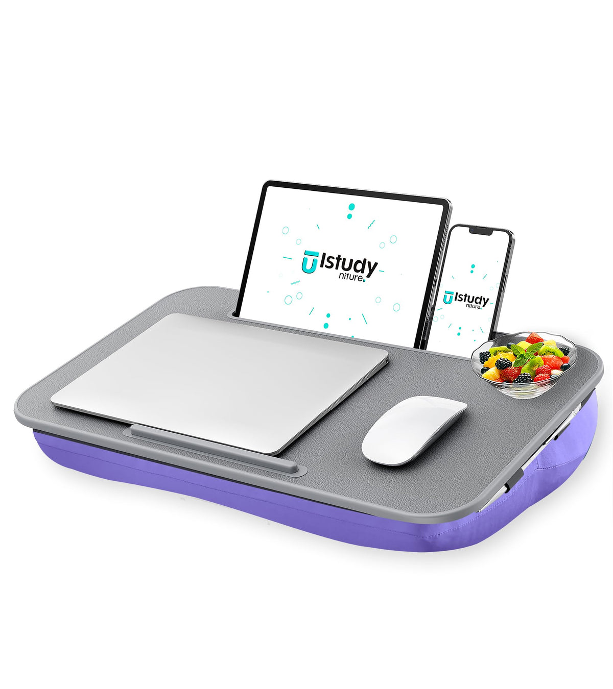 Istudyniture Large Lap Desk - Cushioned Laptop Desk For Bed, Couch & Home Office - Purple, Fits Up To 17 Inch Laptop, Removable