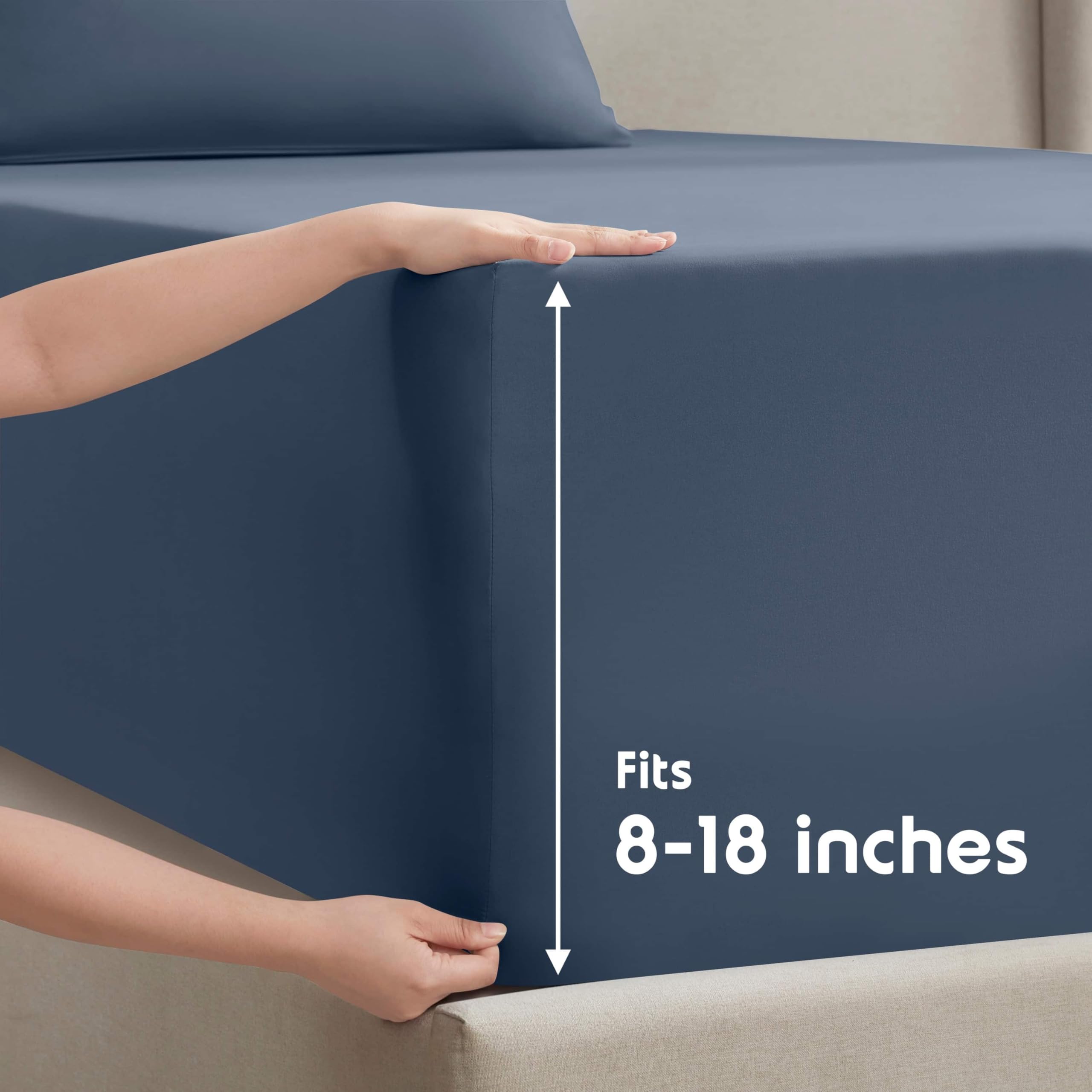 Nestl Full Size Sheet Sets - 4 Piece Full Size Sheets, Deep Pocket, Hotel Luxury, Extra Soft, Breathable And Cooling, Navy Blue Bed Sheets For Full Size Mattress