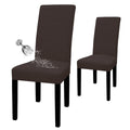 Easy-Going 100% Waterproof Dining Room Chair Cover Set Of 2, Stretch Jacquard Parson Chair Slipcover Removable Washable Chair Protector For Home, Restaurant, Banquet (Large, Chocolate)