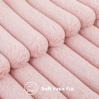 Decoruhome Valentine'S Day Faux Fur Spring Throw Pillow Covers 20X20 Set Of 2, Decorative Soft Plush Striped Couch Pillow Covers With Velvet Back For Sofa, Bed, Living Room, Pink