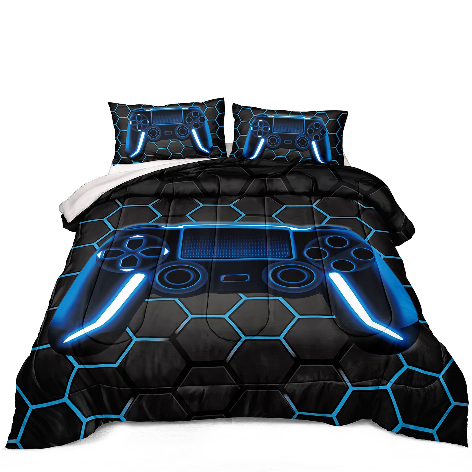 Z.Jian Home Boys Comforter Set,Gaming Bedding For Kids Teen,Game Console Comforter Set For Gamer Room Decor(Comforter-Game41,Que