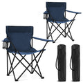 2 Pack Portable Camping Chairs Folding Lawn Chair Outdoor Lightweight Beach Chair with Cup Holder & Carry Bag for Outside Sports