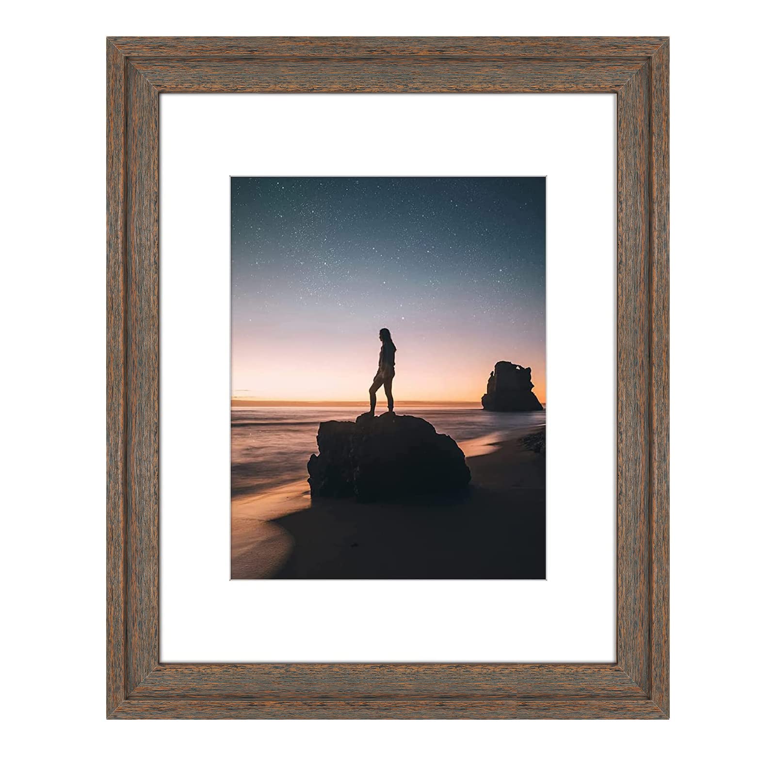 Golden State Art, Wooden Picture Frame - 16 x 20 Frame for 11 x 14 Photo Display, Distressed Brown