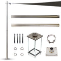 Shademart 8Ft Stainless Steel Pole With Reinforced Base Frame, Base Plate & Height - Adjustable Mounting Clamp - Easy Installati