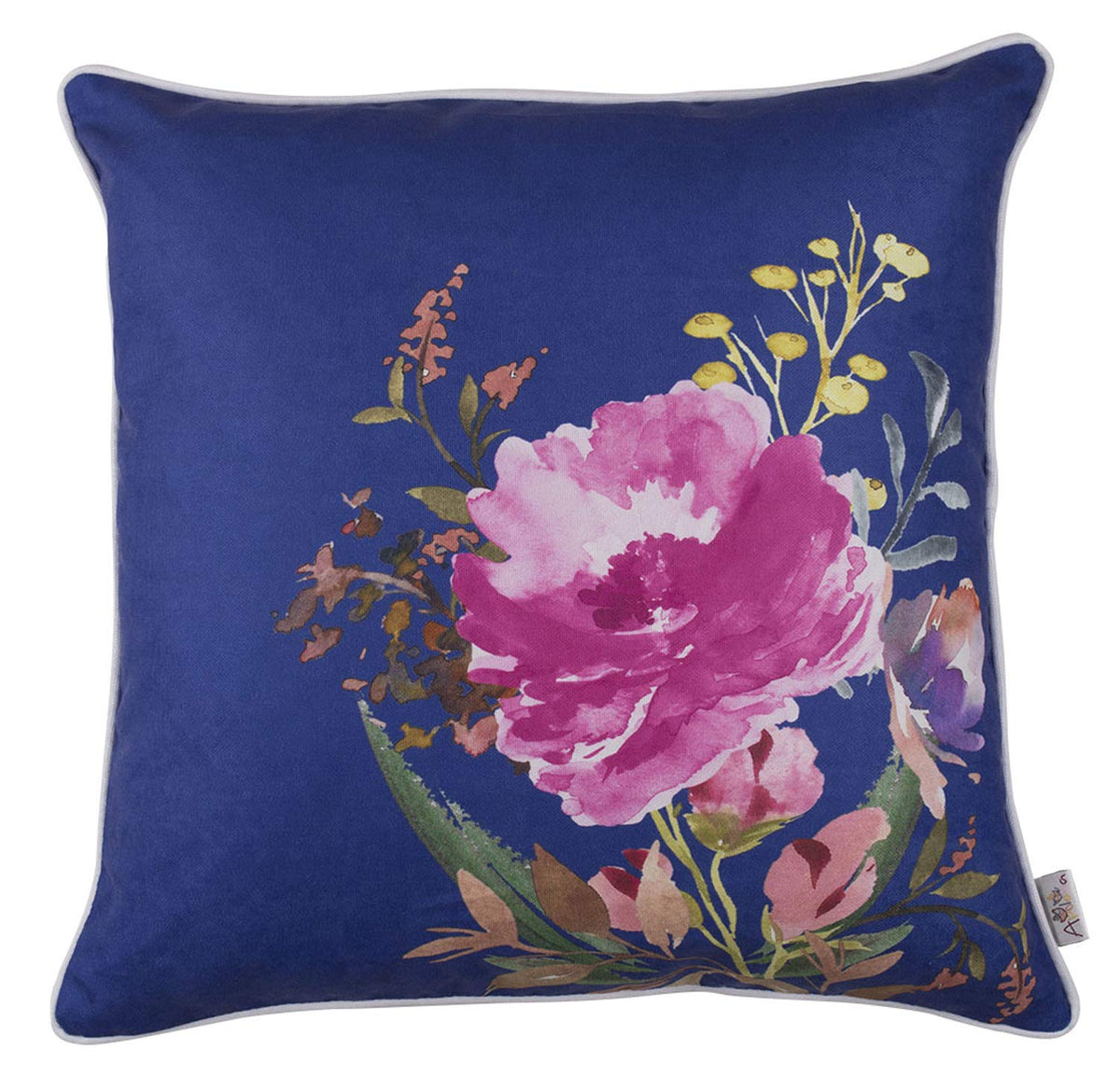 HomeRoots Multi Polyester 18'x 18' Blue Flower Square Style Decorative Throw Pillow Cover