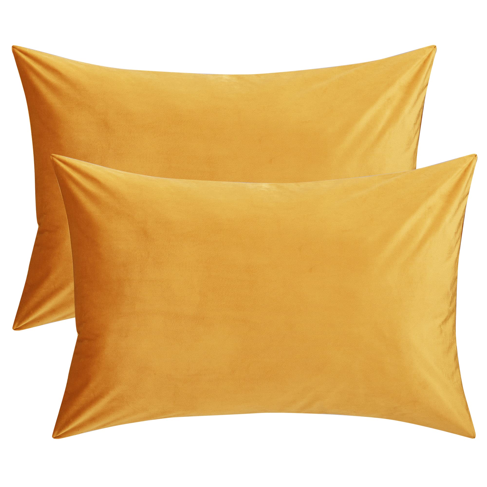 Stangh Bed Pillow Pillowcase Thick Soft Velvet Fabric Zippered Pillow Covers For Bed/Couch/Sofa Decorative, Queen Size (Warm Gol