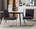 Cimota Black Modern Dining Chairs Set Of 2, Upholstered Dining Room Chairs Armless Guest Side Chair With Chrome Base For Dining