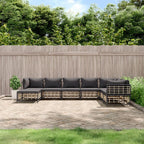 vidaXL 8-Piece Patio Lounge Set in Anthracite Poly Rattan with Cushions - Modular Outdoor Furniture for Garden, Terrace or Deck