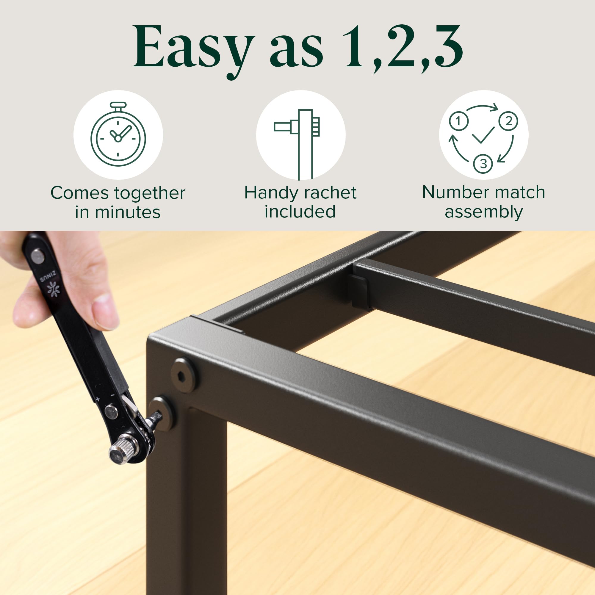 Zinus Lorelei 14 Inch Metal Platform Bed Frame, Steel Slat Support, No Box Spring Needed, Eco Friendly Wonderbox(Tm) Packaging, 12.4?Underbed Storage, Easy Assembly, Black, Twin