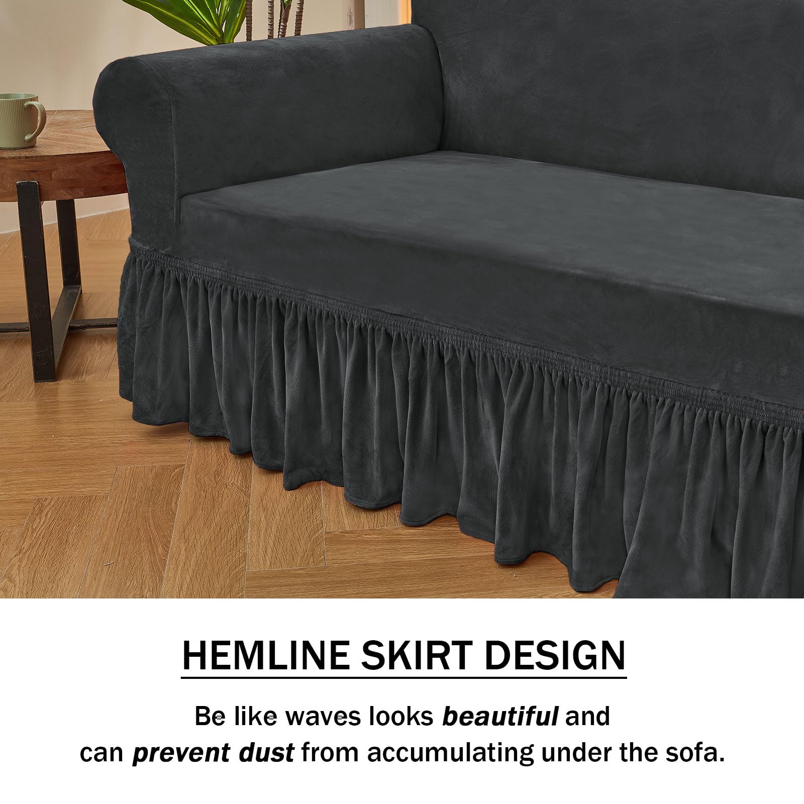 Niceec Loveseat Cover Super Soft 1-Piece Grey Slipcover For Loveseats Stretch Universal Spandex Couch Covers For Living Room Easy Fit Washable Furniture Sofa Protector With Skirt