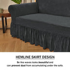 Niceec Loveseat Cover Super Soft 1-Piece Grey Slipcover For Loveseats Stretch Universal Spandex Couch Covers For Living Room Easy Fit Washable Furniture Sofa Protector With Skirt