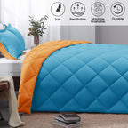 Basic Beyond King Size Comforter Set - Peacock Blue And Orange Comforter Set, Reversible King Bed Comforter Set For All Seasons, 1 Comforter (104'X92') And 2 Pillow Shams (20'X36'+2')