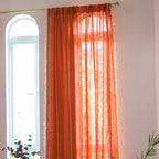 Deeprove Orange Boho Curtains 96 Inches Long With Tassel For Bedroom Living Room, Bohemian Embroidery Farmhouse Cotton Linen Fre