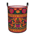 Mexican Folk Art Boho Laundry Basket Foldable Laundry Hamper Waterproof Collapsible Washing Bin Clothes Bag Freestanding Dirty C