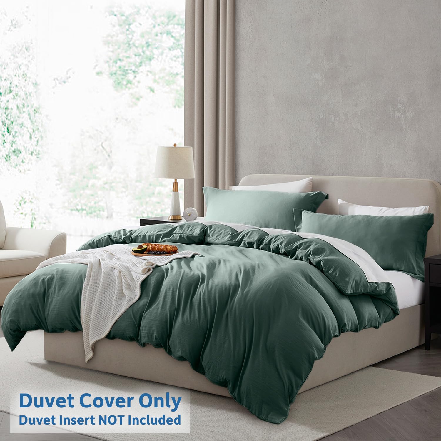 Nestl Twin Duvet Cover Set - Soft Prewashed Forest Green Duvet Cover Twin/Twin Xl, 2 Piece, With Zipper Closure, 1 Duvet Cover 68X90 Inches And 1 Pillow Sham - No Comforter