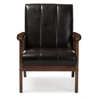 Baxton Studio BBT8011A2-Black Living-Room-Chairs, Medium, Leather, Black