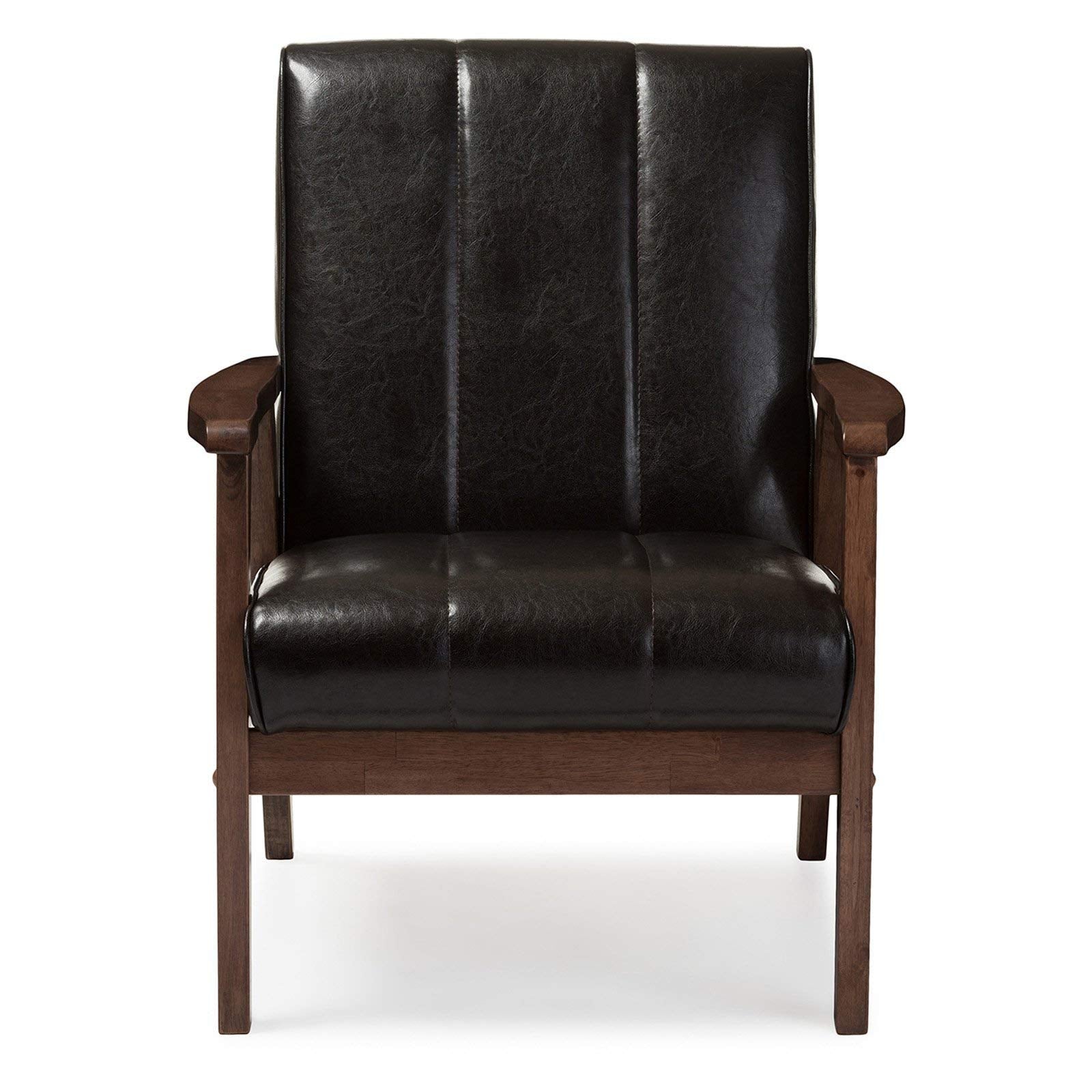 Baxton Studio BBT8011A2-Black Living-Room-Chairs, Medium, Leather, Black