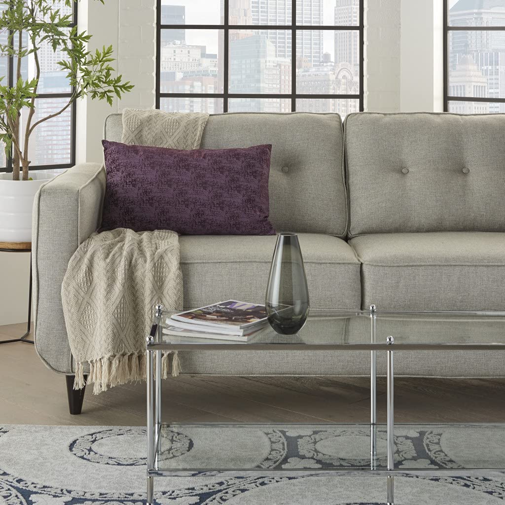 HomeRoots 100% Polyester Plum Distressed Gradient Lumbar Pillow