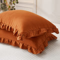 Burnt Orange Pillowcases Cute Pillowcases Rust Ruffle Standard Pillowcases Set Of 2 Shabby Chic Caramel Pillowcases 2 Pack (Quee