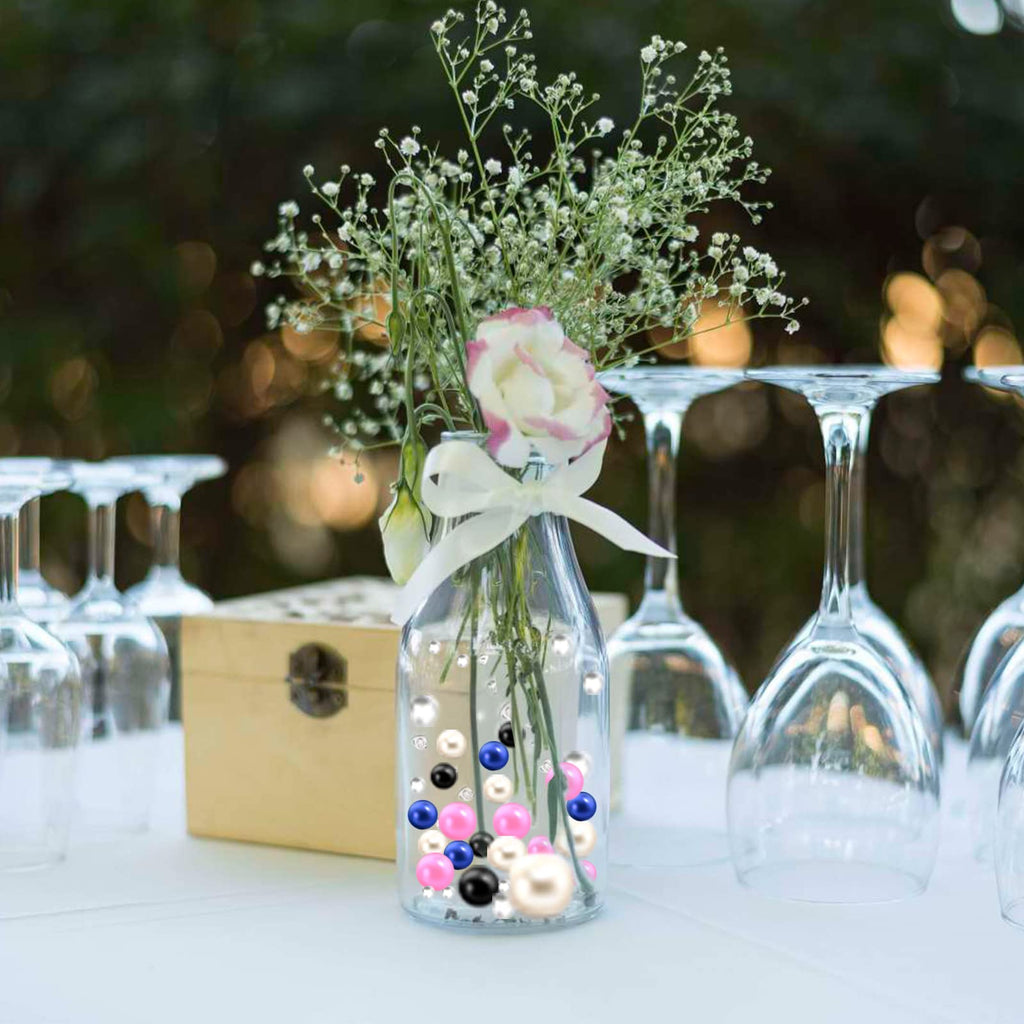 100 Pieces Floating No Hole Pearls Beads And 500 Pcs Transparent Water Gels,Floating Pink Pearls For Vases,Pearl Decor,Floating