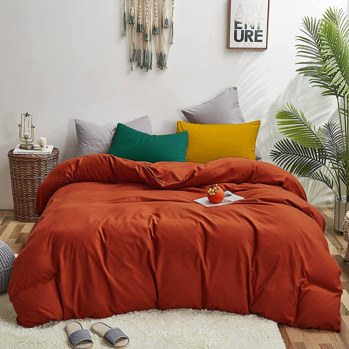 Clothknow Rust Comforter Set Queen Burnt Orange Bedding Comforter Sets Terracotta Bed Comforter Sets Caramel Bedding For Queen S