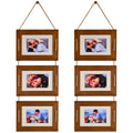 DLQuarts 5x7 Hanging Picture Frames Collage Wall Decor, 3 Opening 5x7 Matted to 3.5x5 Photo Rustic Wood Frame, Dark Walnut, 2 Pa