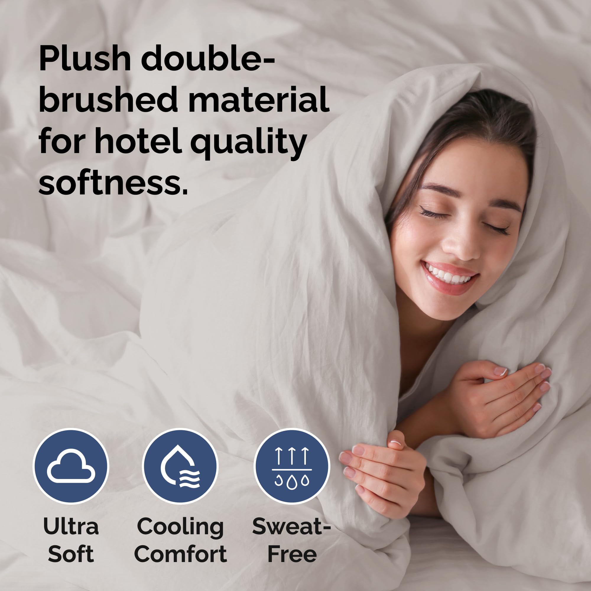 Duvet Cover Queen Size Set - Extra Soft Queen Size Duvet Cover 90 X 90 With 2 Pillow Shams - Hotel Luxury Easy Care And Fade Free W/ Zipper Closures & Ties - Comfy Breathable Bedding Set (Light Grey)