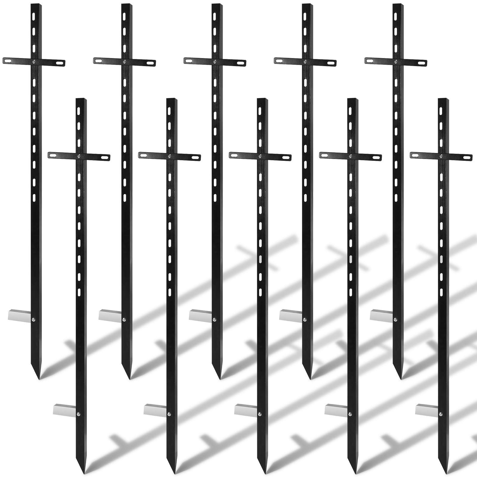 Gisafai 10 Pcs 46 Inches Yard Sign Stakes Heavy Duty Metal Stake Yard Sign Holder For Outdoor Lawn Yard Bar Parking Garage Event
