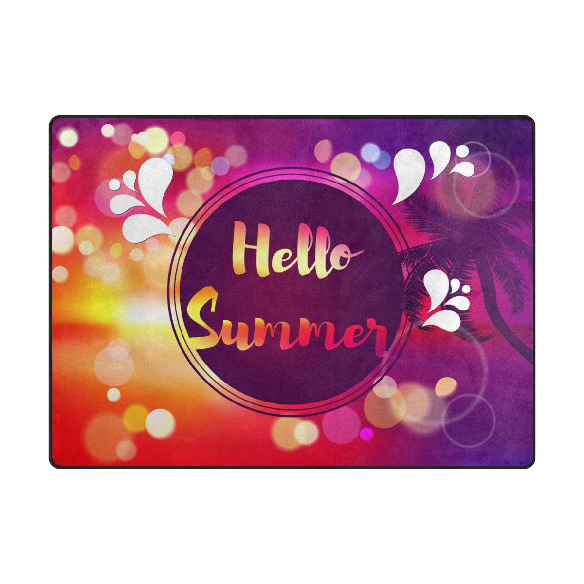 My Little Nest Area Rug Hello Summer Lightweight Non-Slip Soft Mat 4'10 X 6'8, Memory Sponge Indoor Outdoor Decor Carpet For Living Dining Room Bedroom Office Kitchen