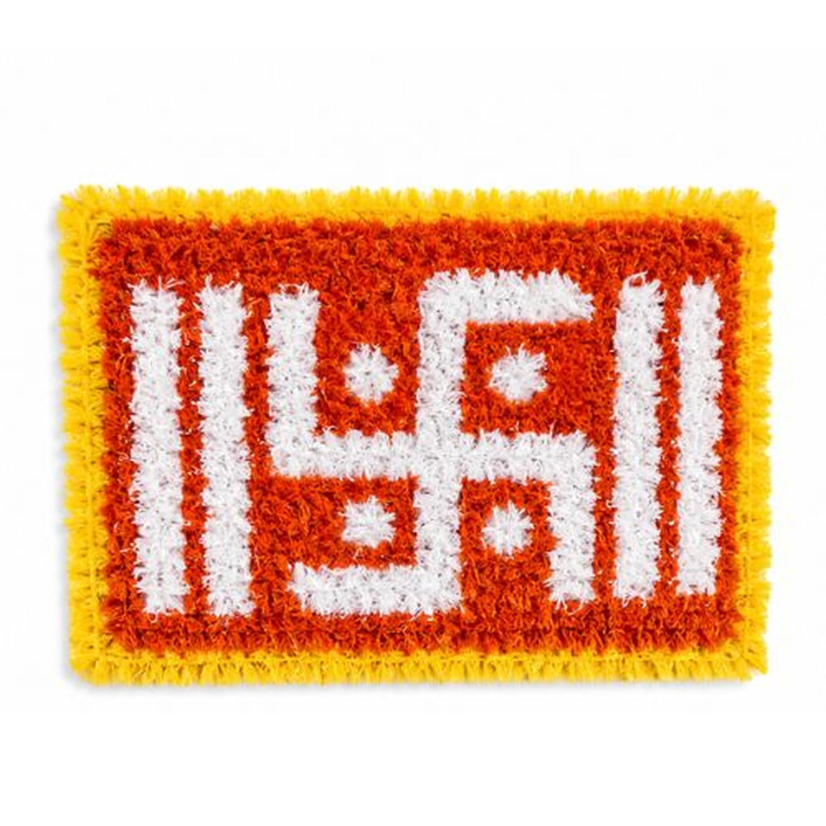 Suswa Art Traditional Swastik Design Door Mat, Handmade, Round, Mandala Theme, Coloured Rice Powder, for Temple Decoration (Oran