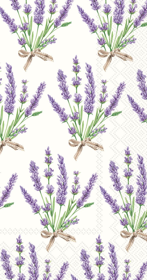 IHR Ideal Home Range Dinner Napkins Disposable 3-Ply Paper Hand Towels, 8.5'' x 4.5'', Bouquet of Lavender, 16-Count