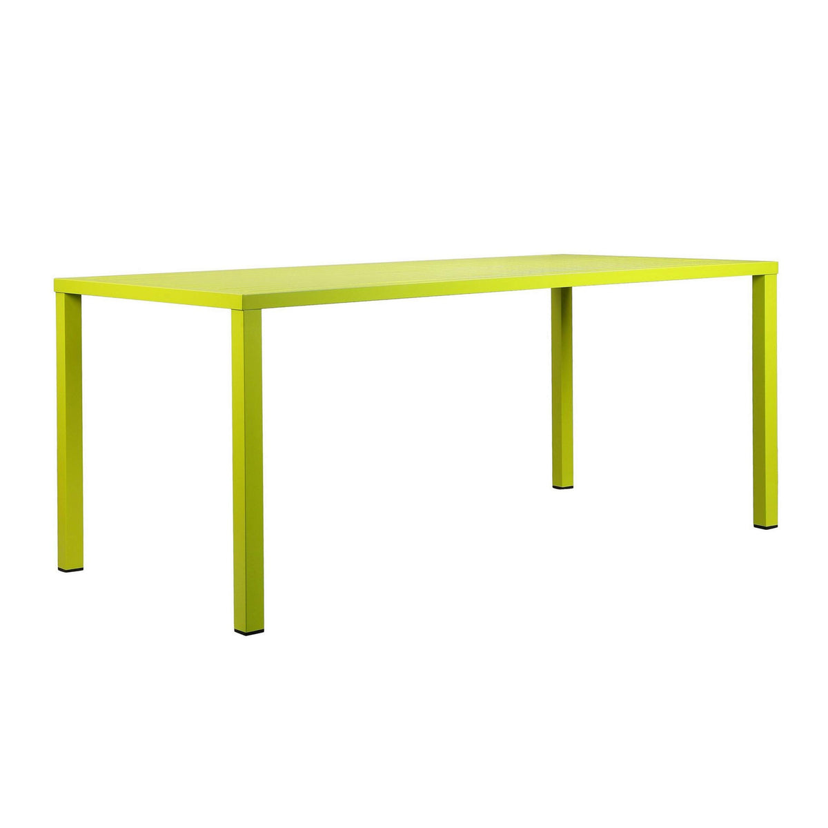 Benjara BM223165 Slatted Top Metal Dining Table with Straight Legs, Green