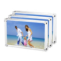 AMEITECH Acrylic Picture Frames, 4x6 Clear Double Sided Block Set, Desktop Frameless Magnetic Photo Frame (3 Pack)