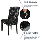 Jqinhome Pattern Chair Covers For Dining Room Set Of 6, High Stretch Removable Washable Parsons Chair Slipcover For Home Party Hotel Wedding Ceremony (Flourish Black,6Pcs)