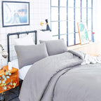 Houseri Light Grey Comforter Queen Size Solid Silver Gray Comforter Bedding Sets Queen For Women Men Boys Girls Teens Elegant Pa