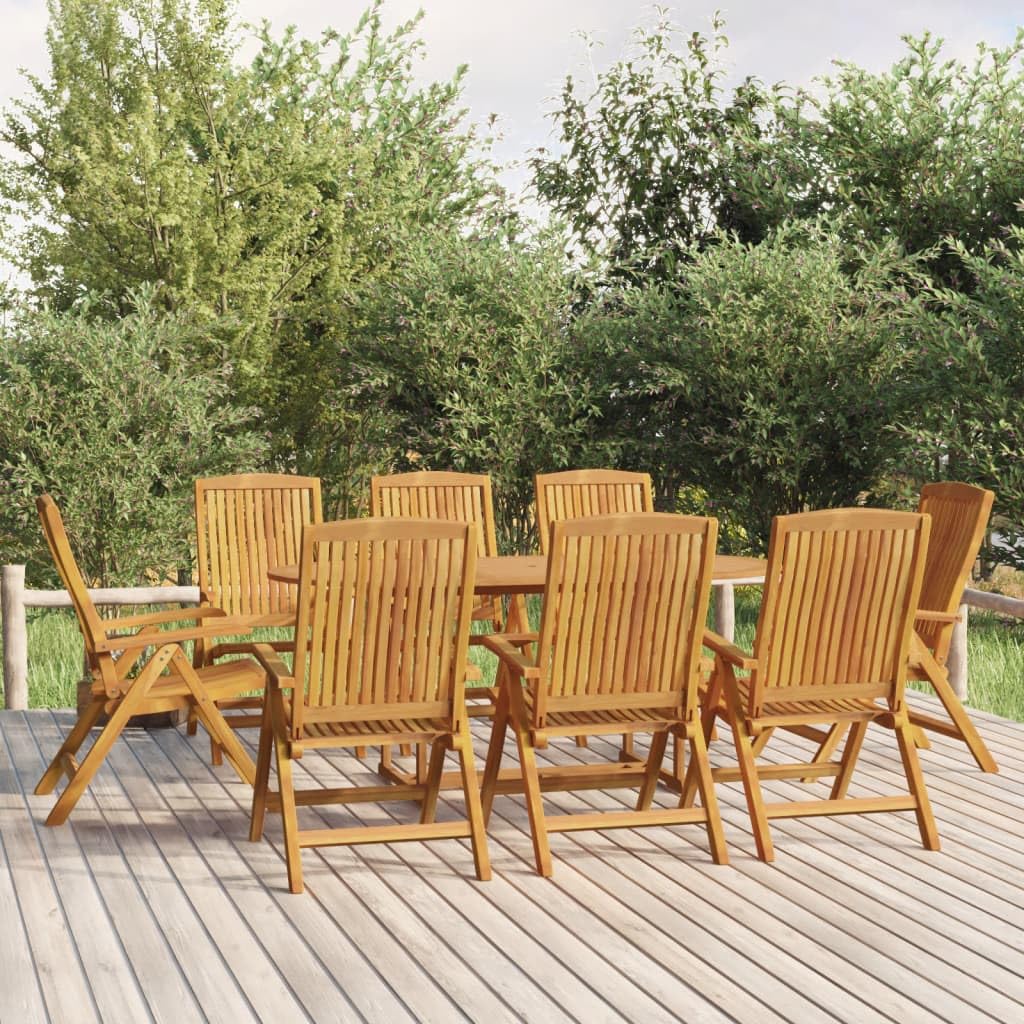 vidaXL 9-Piece Patio Dining Set with Adjustable Chairs, Rectangular Table - Solid Teak Wood Construction, Durable & Weather-Resistant, Comfortable Seating Ideal for Garden, Patio, Deck