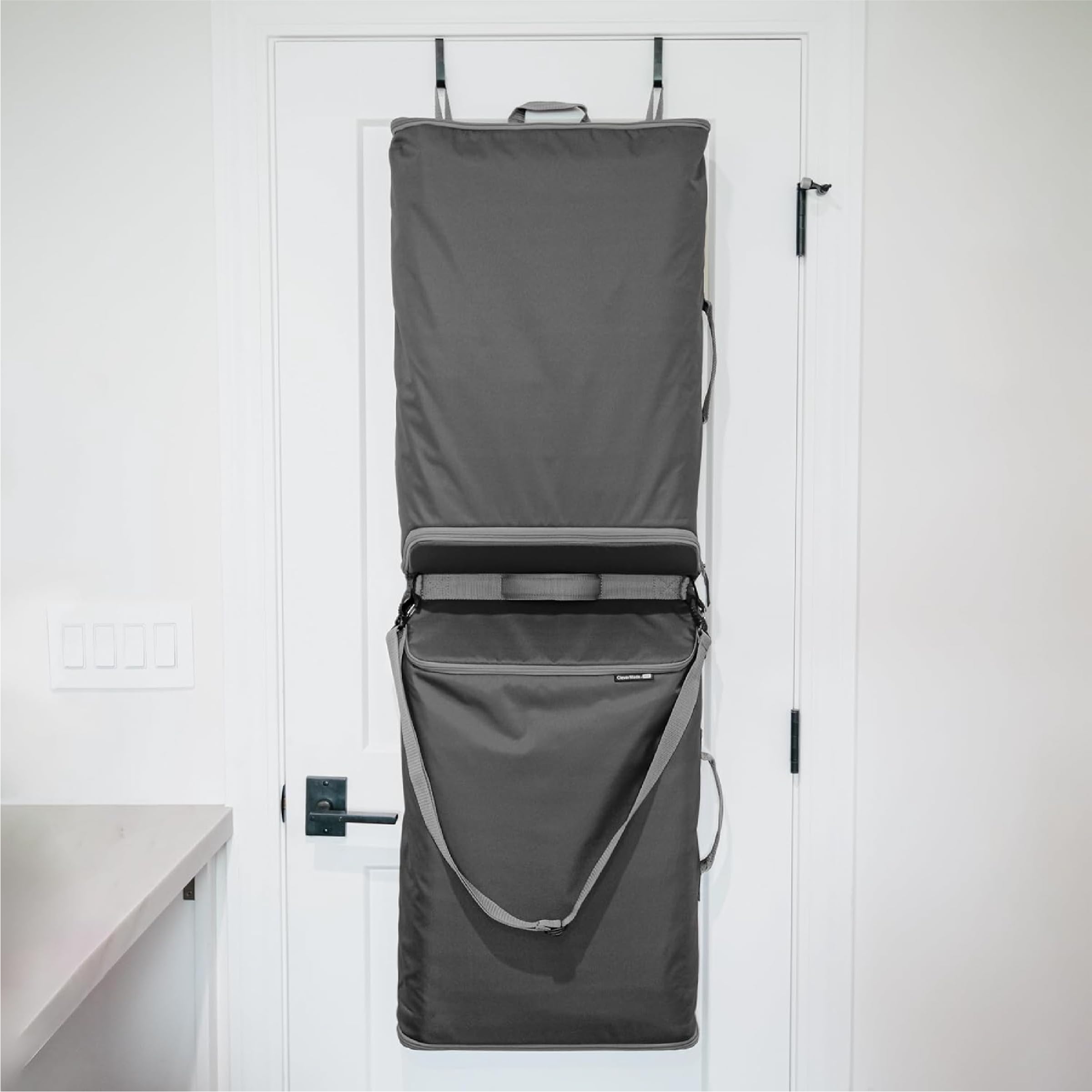CleverMade Hanging Laundry Hamper Bag with Over the Door Hooks; Space Saving Organization, Great for a Dorm Room, Closet, Bathro