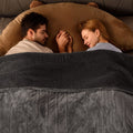 Bearhug Electric Blanket Queen Size 84' X 90', Dual Controllers Grey Heated Blanket, Velvet & Sherpa, 10-Heating Level & 1-12H