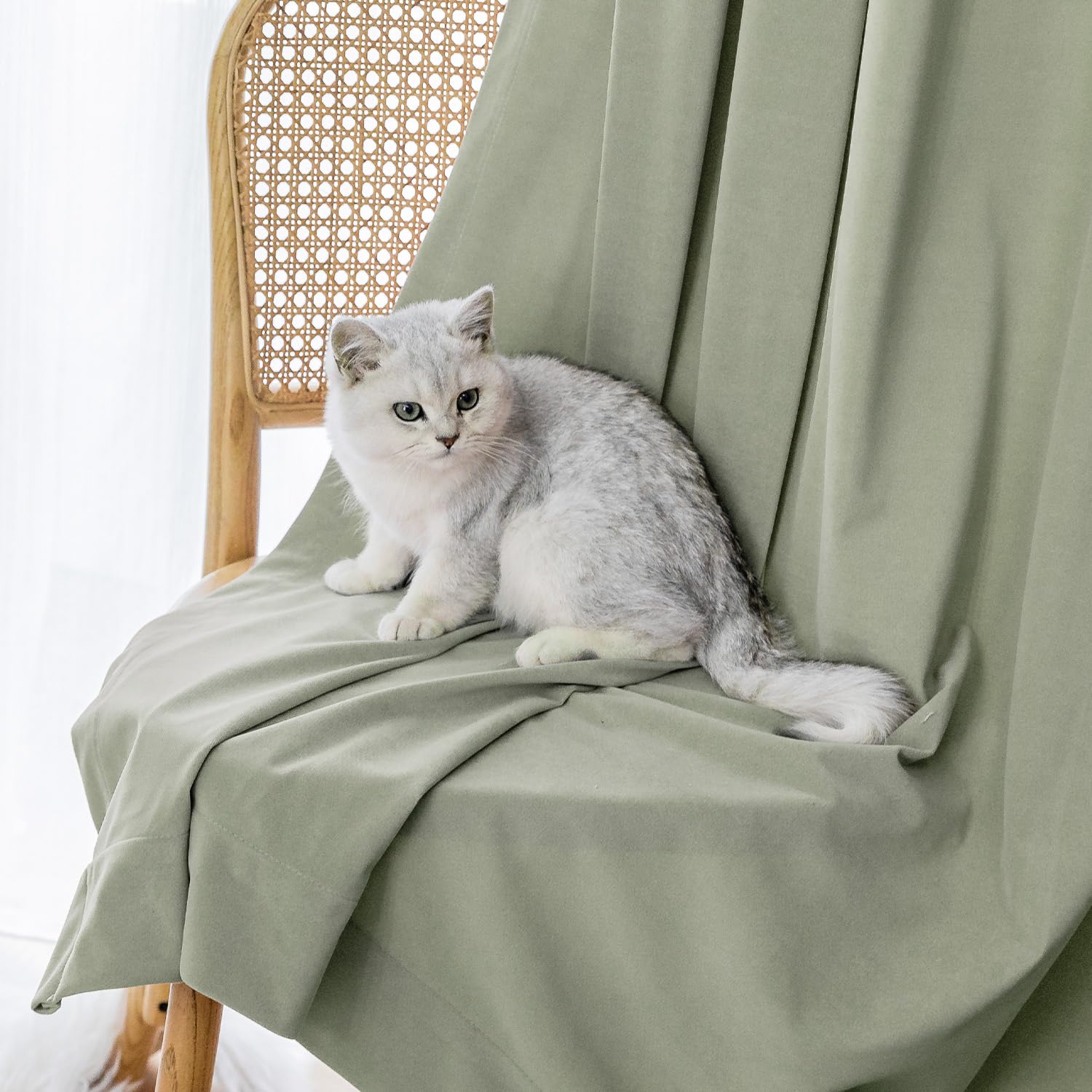 Lazzzy Grayish Green Velvet Curtains Room Darkening Thermal Insulated Curtains 120 Inch Length Window Drapes For Bedroom Living Room Super Soft Luxury Rod Pocket Window Treatment 2 Panels