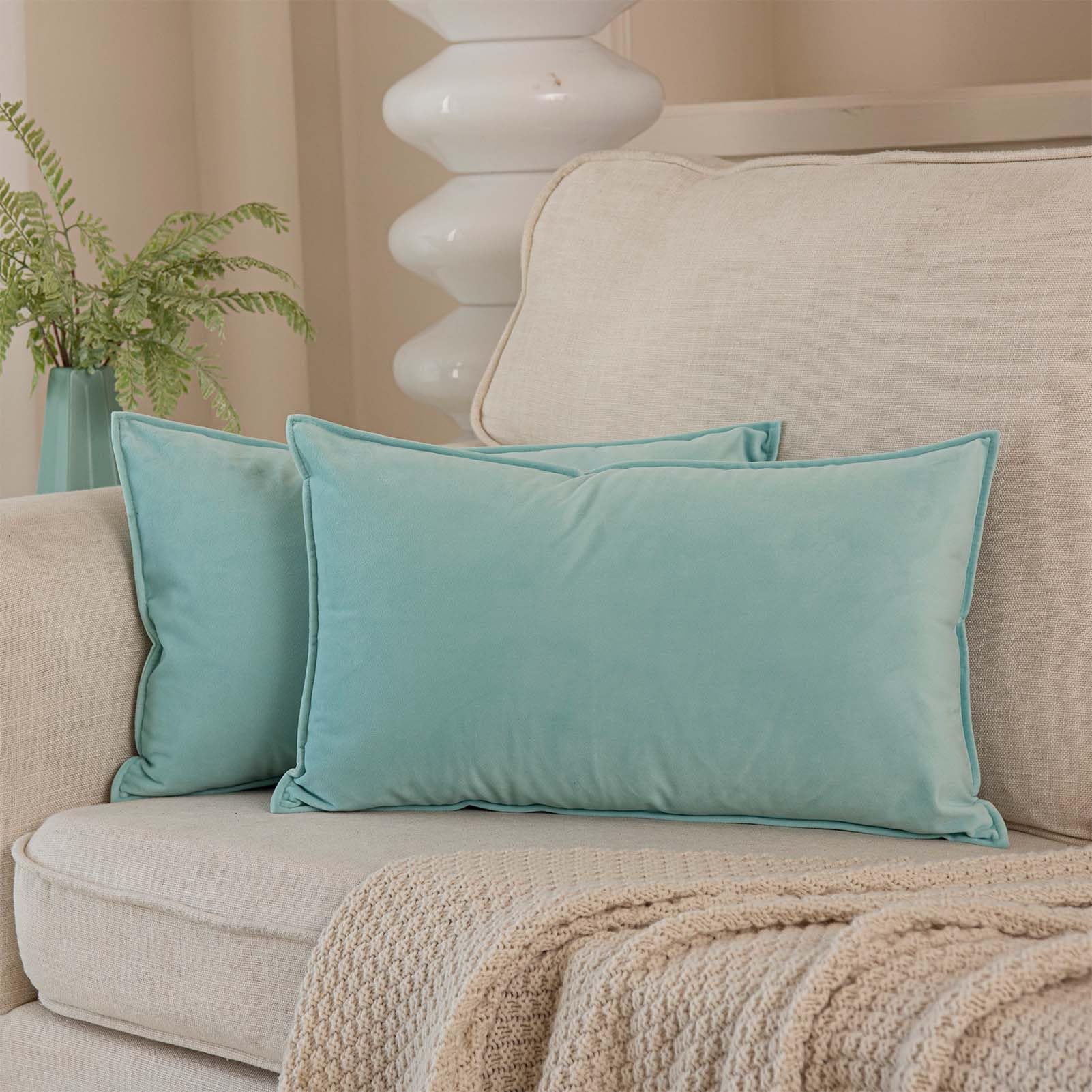 Juspurbet Mist Decorative Velvet Throw Pillow Covers 16X24 Inch Set Of 2,Broadside Soft Cushion Case With Invisible Zipper For S